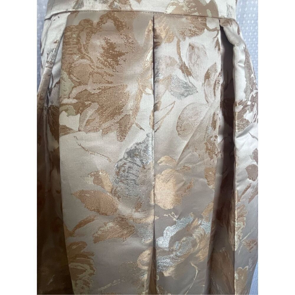 Eliza J Ball Gown Maxi Skirt Gold Cream Floral Brocade - Picture 3 of 6